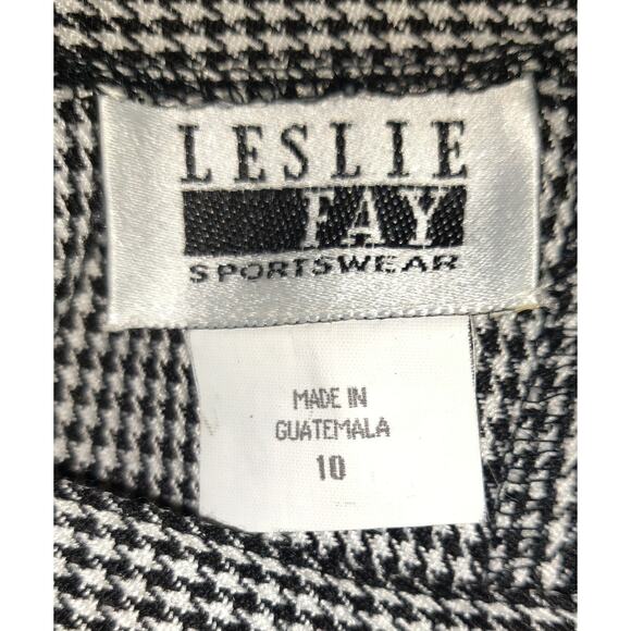Leslie Fay Houndstooth Pencil Skirt 10 Black White Career Rainbow Brights NWT - Picture 11 of 16